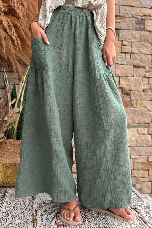 Pure Cotton Santos Quinn Culotte Pant Khaki /11 =
